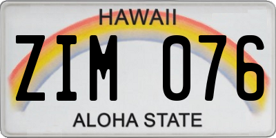 HI license plate ZIM076