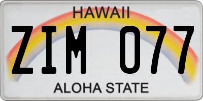 HI license plate ZIM077