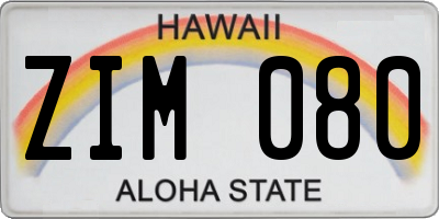 HI license plate ZIM080