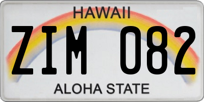 HI license plate ZIM082