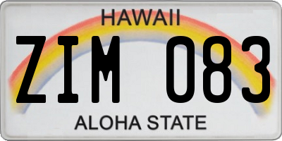 HI license plate ZIM083