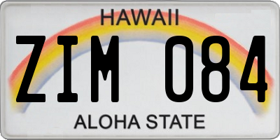 HI license plate ZIM084