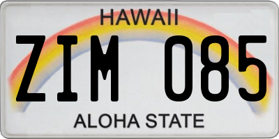 HI license plate ZIM085