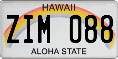 HI license plate ZIM088