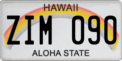 HI license plate ZIM090