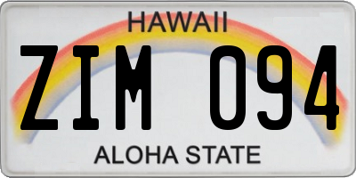 HI license plate ZIM094