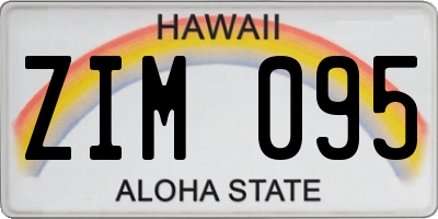 HI license plate ZIM095