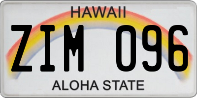 HI license plate ZIM096