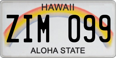 HI license plate ZIM099