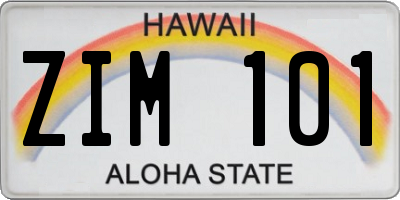 HI license plate ZIM101