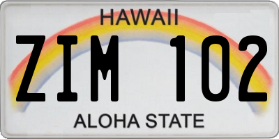 HI license plate ZIM102