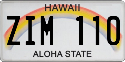 HI license plate ZIM110