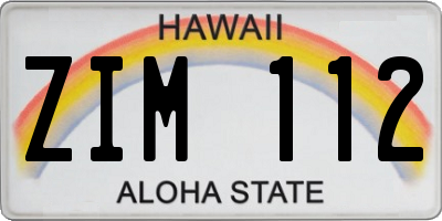 HI license plate ZIM112