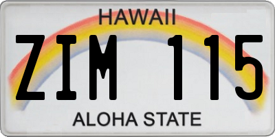 HI license plate ZIM115