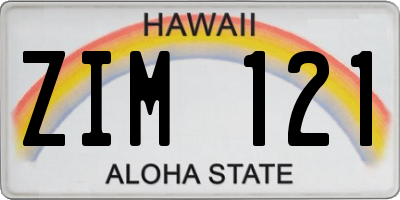 HI license plate ZIM121