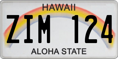 HI license plate ZIM124