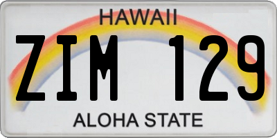HI license plate ZIM129