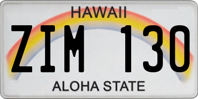 HI license plate ZIM130
