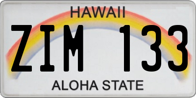 HI license plate ZIM133