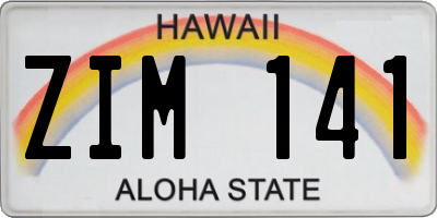 HI license plate ZIM141