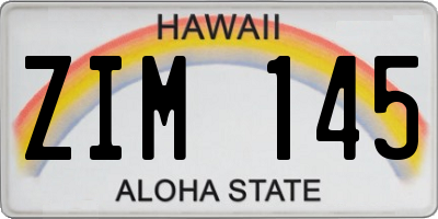 HI license plate ZIM145
