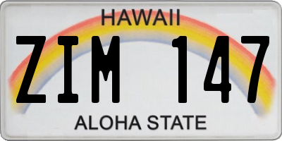 HI license plate ZIM147