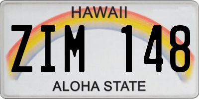 HI license plate ZIM148