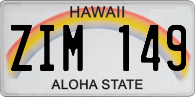 HI license plate ZIM149