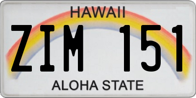 HI license plate ZIM151