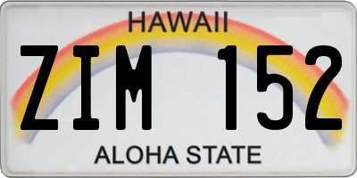 HI license plate ZIM152