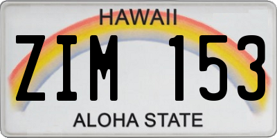 HI license plate ZIM153