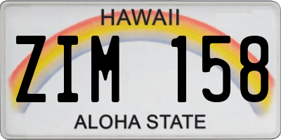 HI license plate ZIM158