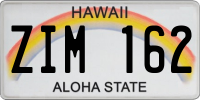 HI license plate ZIM162