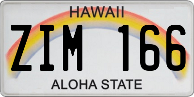 HI license plate ZIM166