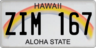 HI license plate ZIM167