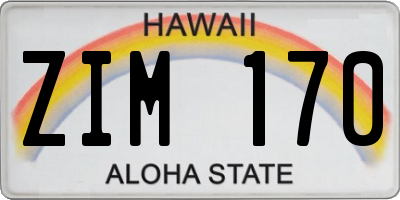 HI license plate ZIM170