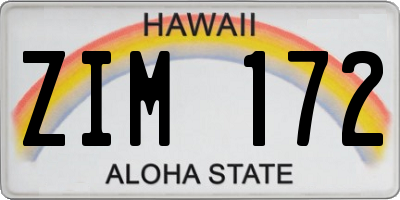 HI license plate ZIM172