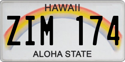 HI license plate ZIM174