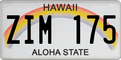 HI license plate ZIM175