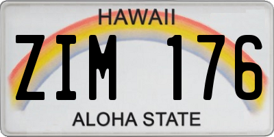 HI license plate ZIM176