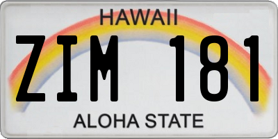 HI license plate ZIM181