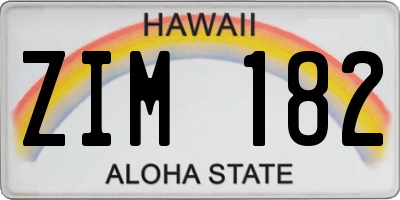 HI license plate ZIM182