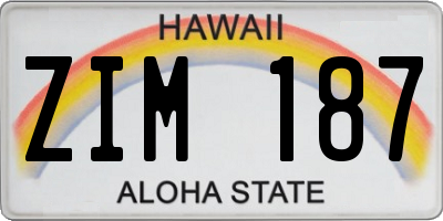 HI license plate ZIM187