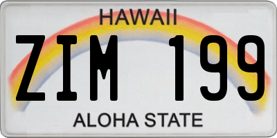 HI license plate ZIM199