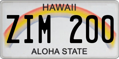 HI license plate ZIM200