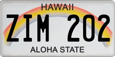 HI license plate ZIM202