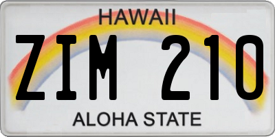 HI license plate ZIM210