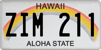 HI license plate ZIM211