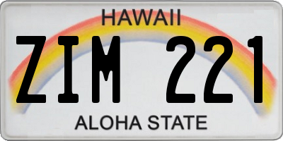 HI license plate ZIM221