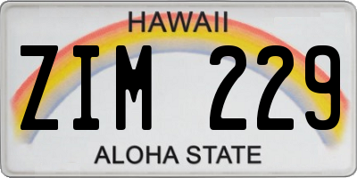 HI license plate ZIM229
